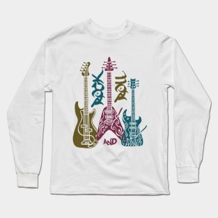 Rock and roll, electric guitars, music lover. white background Long Sleeve T-Shirt